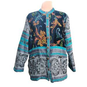Sag Harbor XL Womens Vintage Multicolor Tapestry Jacket Floral Baroque Folkcore